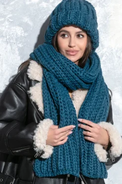 Czapki | Czapka I Szalik>Fobya Czapka o grubym splocie chunky knit F1536 princesblue