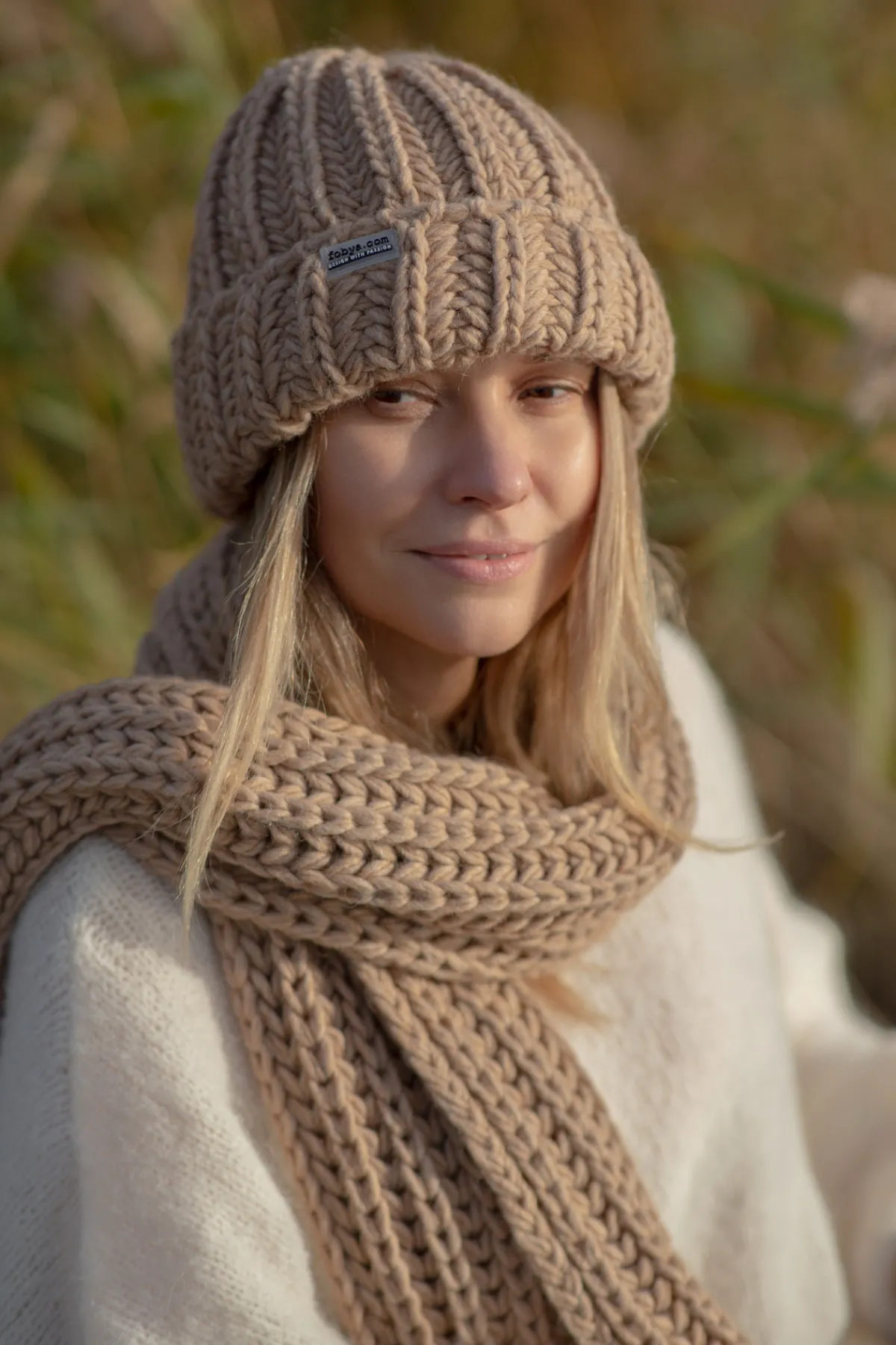 Czapki | Czapka I Szalik>Fobya CZAPKA O GRUBYM SPLOCIE CHUNKY KNIT F1559