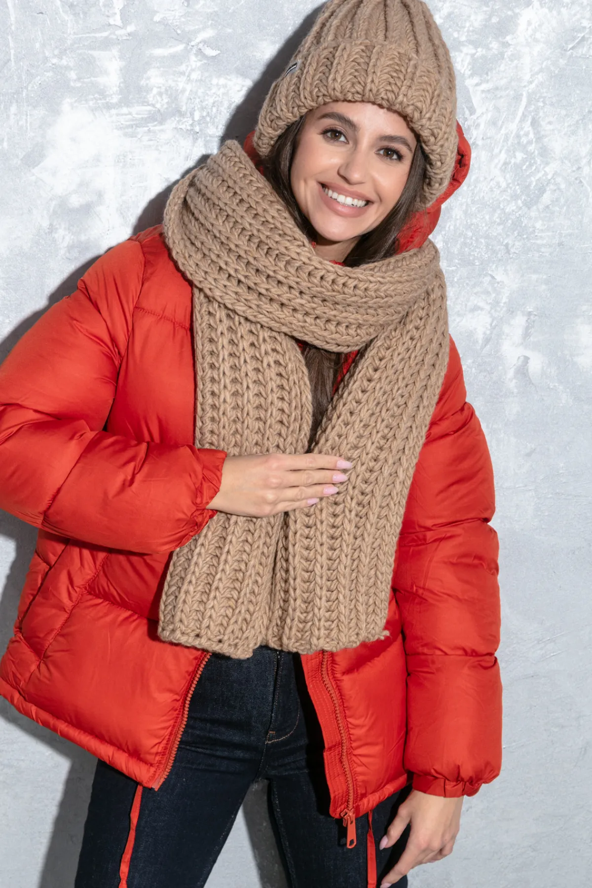 Czapki | Czapka I Szalik>Fobya CZAPKA O GRUBYM SPLOCIE CHUNKY KNIT F1559