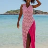Sukienki Boho | Ażurowe Sukienki>Fobya Długa ażurowa letnia sukienka F1460 candypink