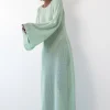 Sukienki Boho | Ażurowe Sukienki>Fobya Długa ażurowa sukienka F1870 pistacja
