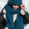 Szale | Czapka I Szalik>Fobya Długi szal o grubym splocie chunky knit F1537 princesblue