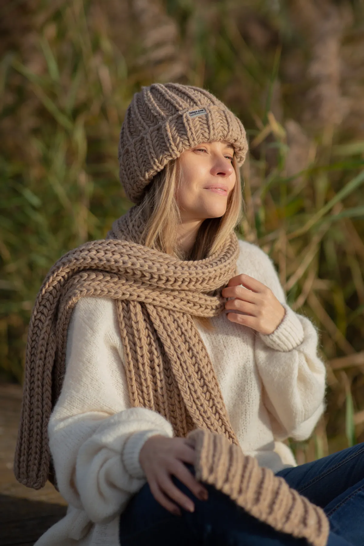 Szale | Czapka I Szalik>Fobya Długi szal o grubym splocie chunky knit F1561