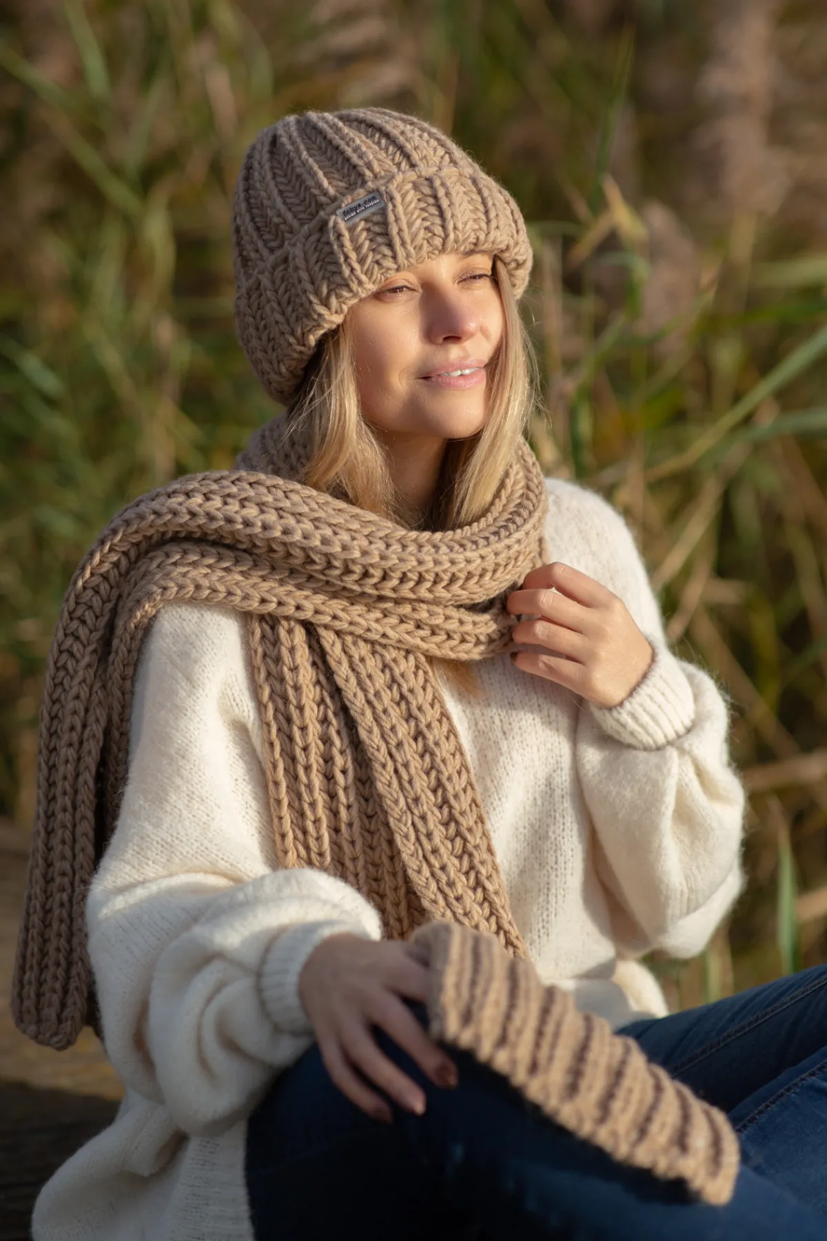 Szale | Czapka I Szalik>Fobya Długi szal o grubym splocie chunky knit F1561
