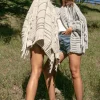 Kardigany Na Jesień I Zimę>Fobya Kardigan Chunky Knit z frędzlami F1089 szary
