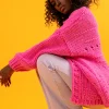 Kardigany Eleganckie | Kardigany Klasyczne>Fobya Kardigan oversize z ażurowym wzorem F779 sweetpink