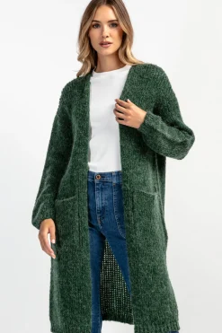 Kardigany Na Jesień I Zimę | Kardigany Eleganckie>Fobya Kardigan z wełny F1944 olive