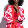 Kardigany Zapinane | Kardigany Wzorzyste>Fobya Kolorowy bawełniany kardigan serca F1811 czerwony