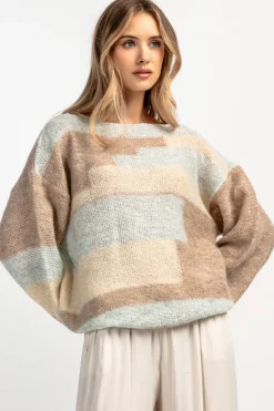 Swetry Oversize | Cienkie Swetry>Fobya Kolorowy casualowy sweter z wełny F1895 pistacja