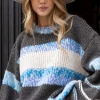 Swetry Oversize | Swetry We Wzór>Fobya Kolorowy sweter w paski F1925 espresso