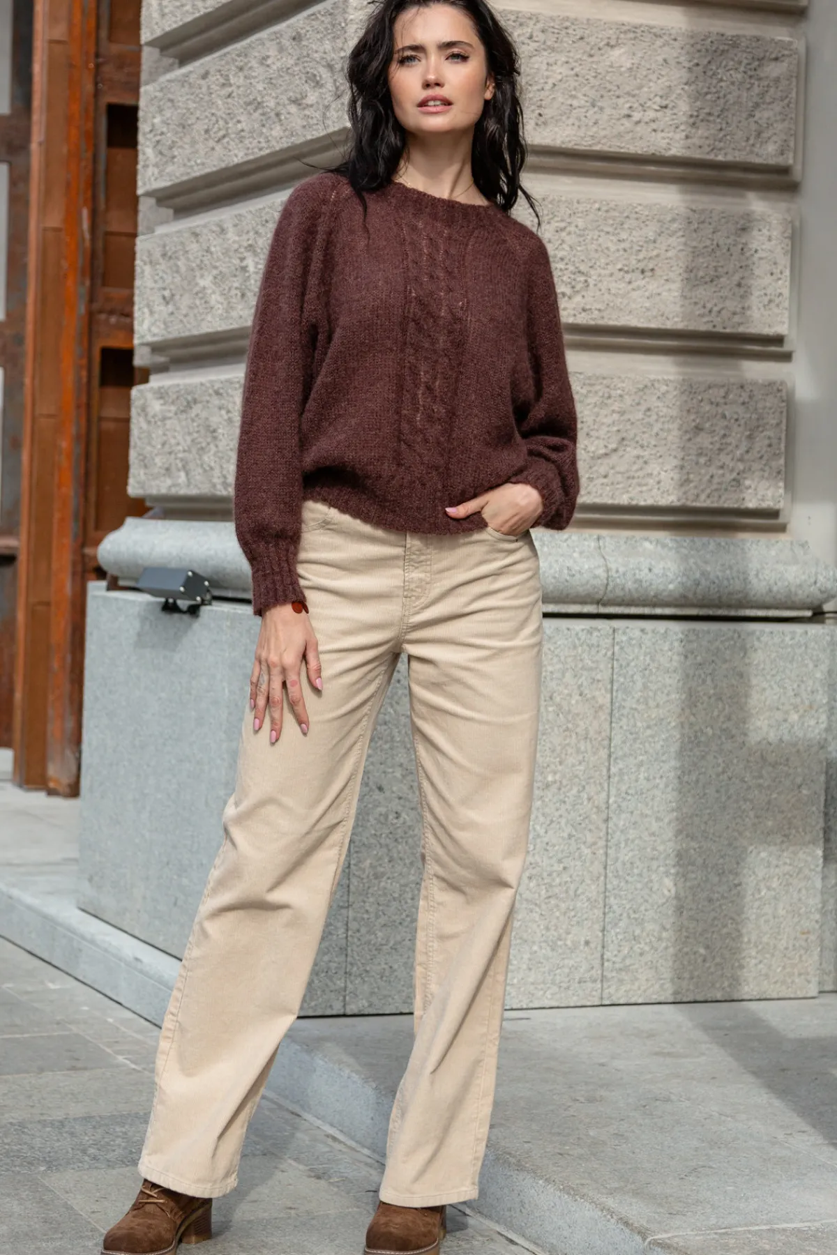 Swetry Eleganckie | Swetry We Wzór>Fobya Lekki bezszwowy sweter z wełny alpaki F1732 choco