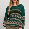 Swetry Oversize | Cienkie Swetry>Fobya Lekki oversizowy kolorowy sweter F1842 oliwka