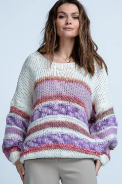 Swetry Oversize | Cienkie Swetry>Fobya Lekki oversizowy kolorowy sweter F1842 różowy