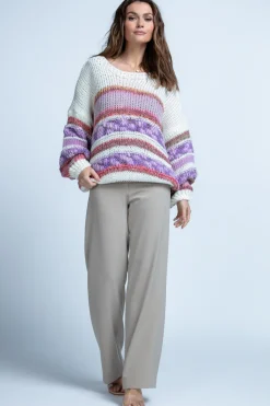 Swetry Oversize | Cienkie Swetry>Fobya Lekki oversizowy kolorowy sweter F1842 różowy