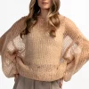 Swetry Na Jesień I Zimę | Swetry Oversize>Fobya Lekki sweter z wełny alpaki i moheru kroju oversize F1893 carmel
