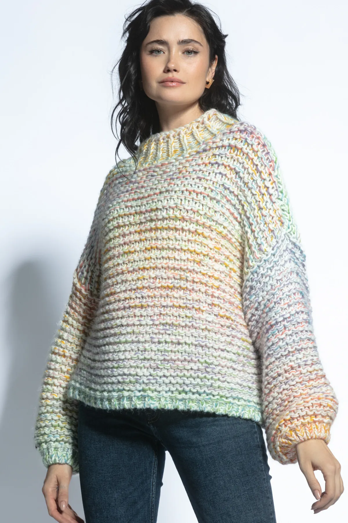 Swetry Na Jesień I Zimę | Swetry Oversize>Fobya Multikolorowy sweter o grubym splocie Chunky Knit F1765