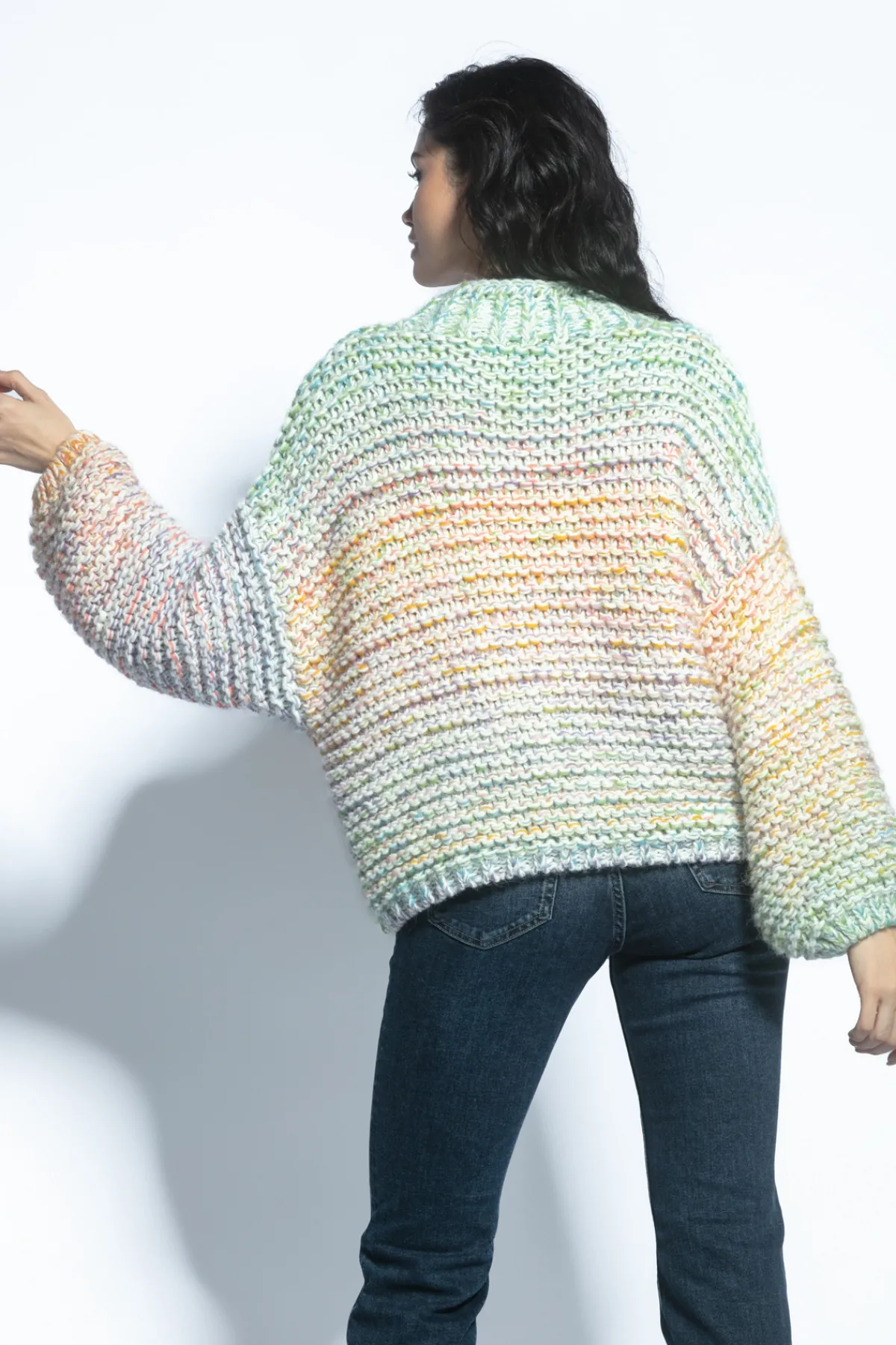 Swetry Na Jesień I Zimę | Swetry Oversize>Fobya Multikolorowy sweter o grubym splocie Chunky Knit F1765