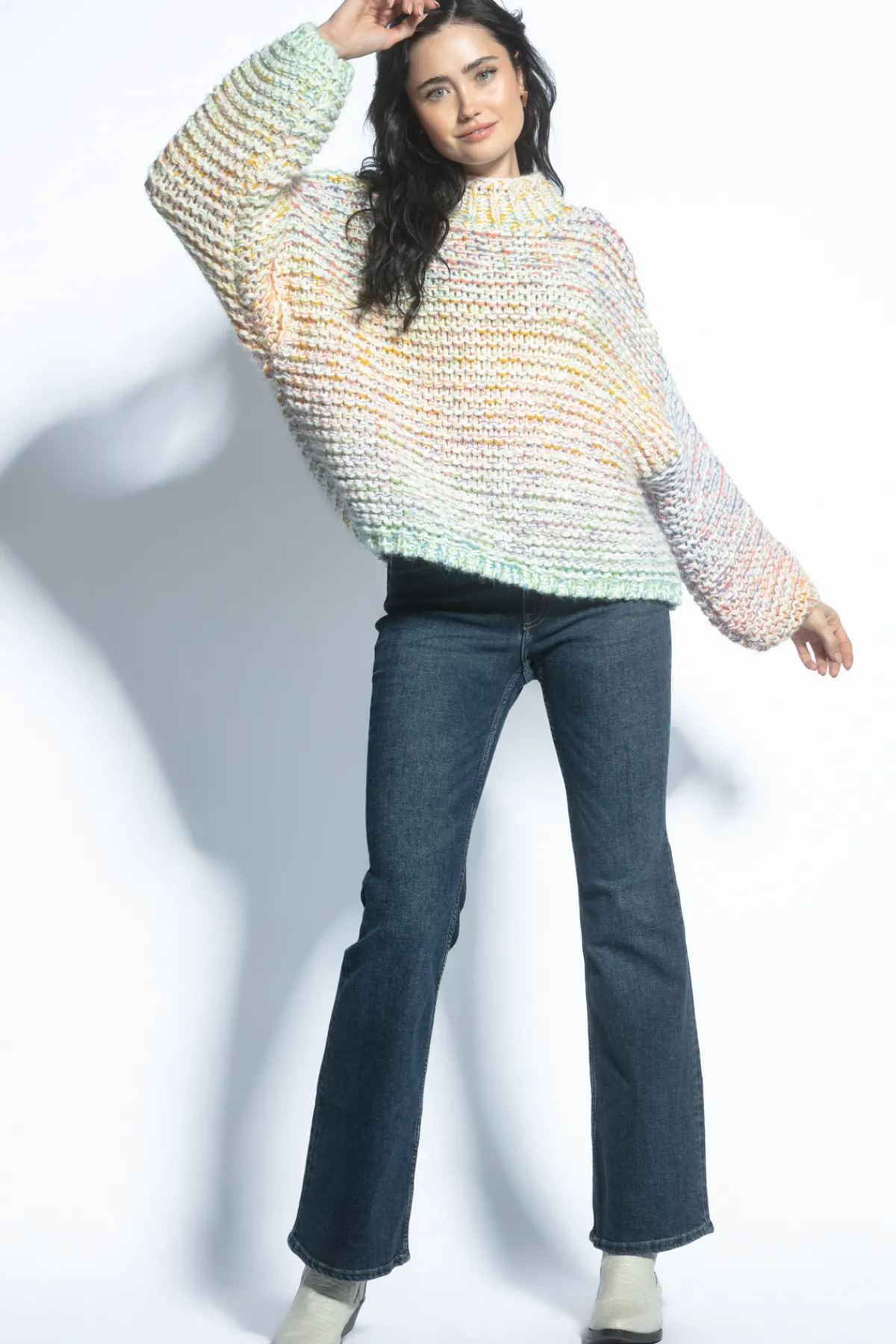 Swetry Na Jesień I Zimę | Swetry Oversize>Fobya Multikolorowy sweter o grubym splocie Chunky Knit F1765