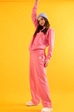 Dresy Długie | Spodnie Dresowe>Fobya Spodnie dresowe bawełniane F1405 sweetpink
