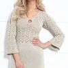 Sukienki Boho | Ażurowe Sukienki>Fobya Sukienka mini ażurowa boho F981 mocca