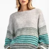 Swetry Oversize | Swetry We Wzór>Fobya Sweter z wełny w paski F1897 szary