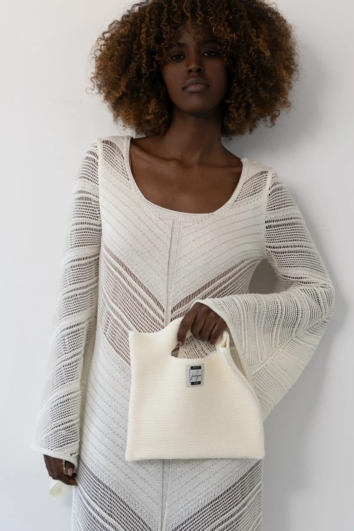 Torby>Fobya Torebka dzianinowa z bawełny F2036 ecru