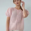 Swetry Eleganckie | Swetry Krótkie>Fobya Zapinany sweter z wełny baby alpaka i wełny virgin F2025 różowy